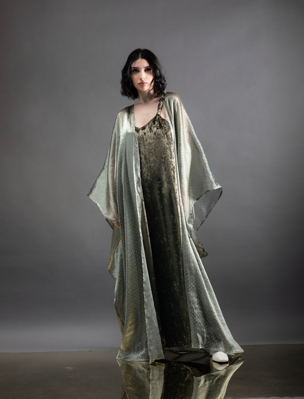 003 // yb jumpsuit sequins bisht