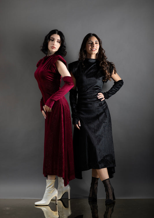 001 // padded shoulder dress