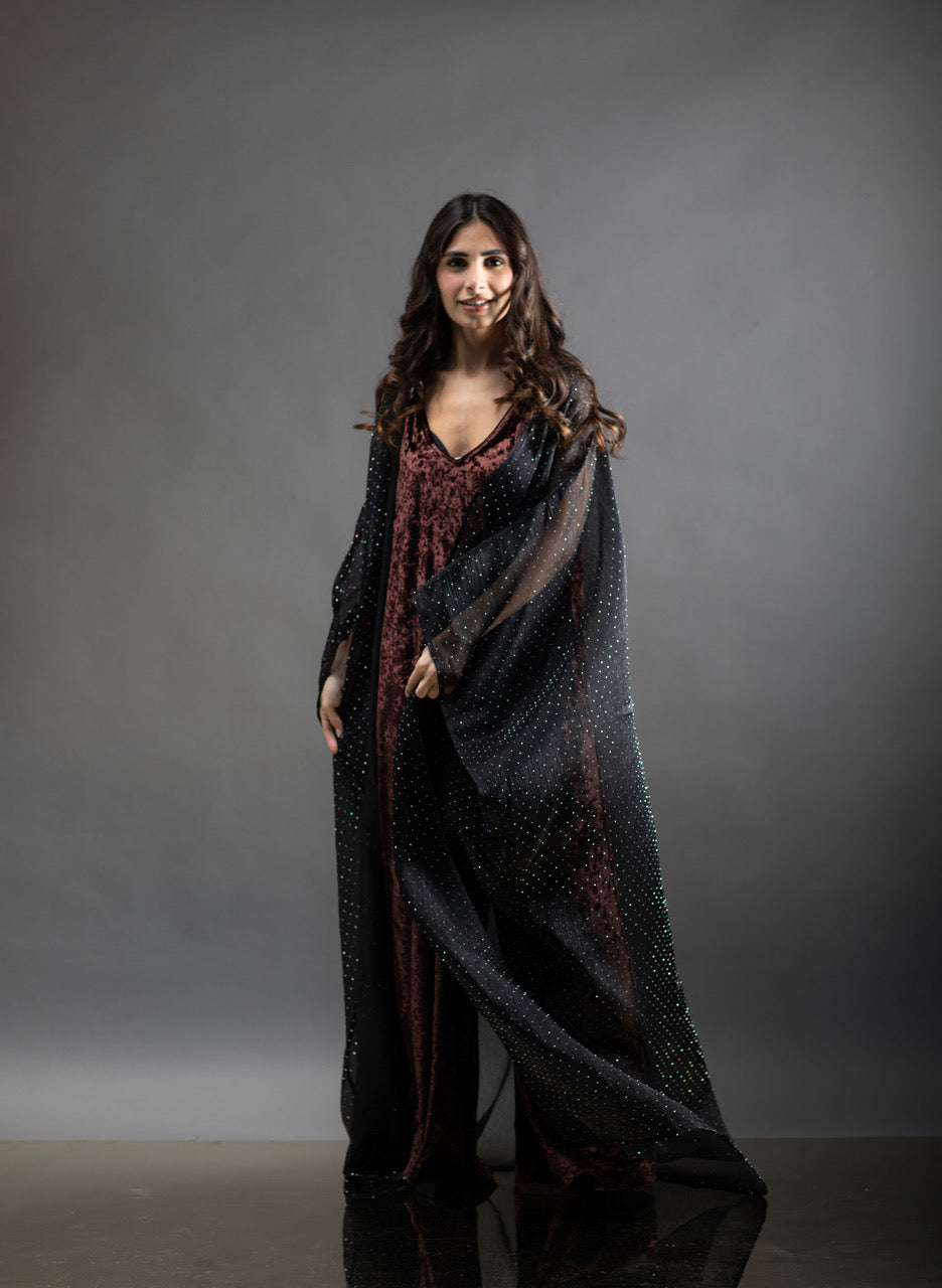 003 // yb jumpsuit sequins bisht