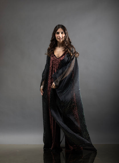 003 // yb jumpsuit sequins bisht