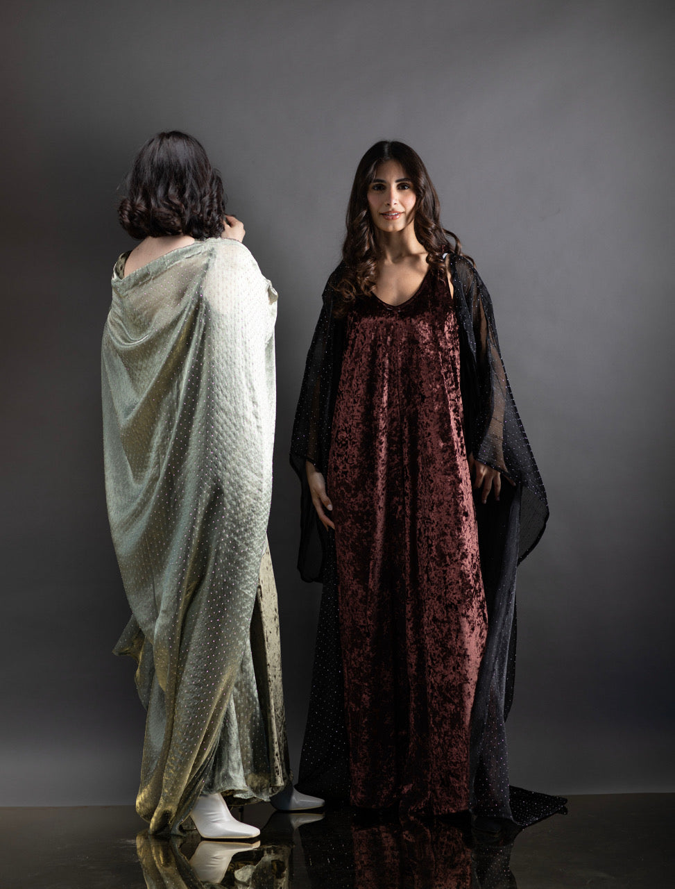 003 // yb jumpsuit sequins bisht