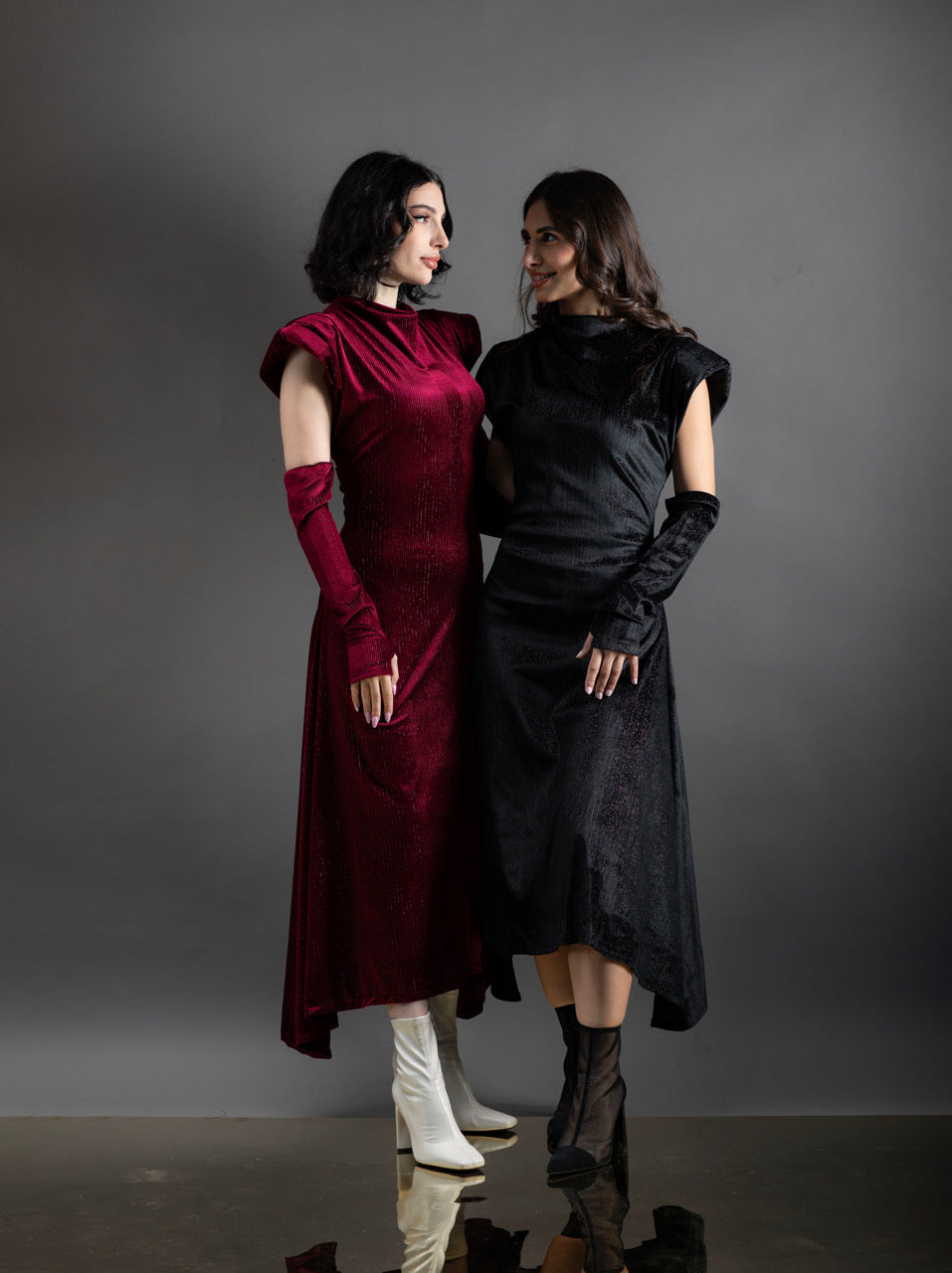 001 // padded shoulder dress